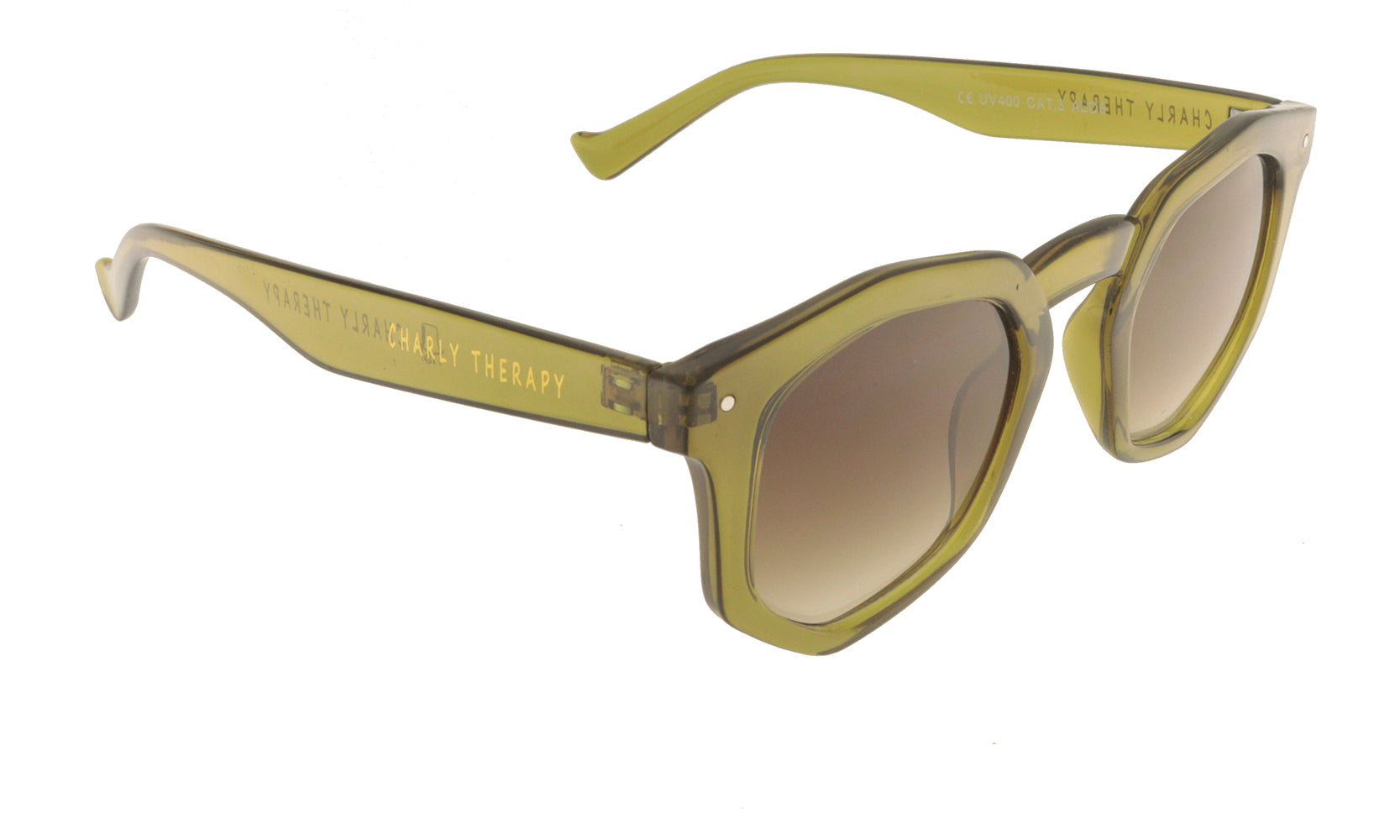 AUDREY Lunettes de soleil hexagonales vertes Charly Therapy